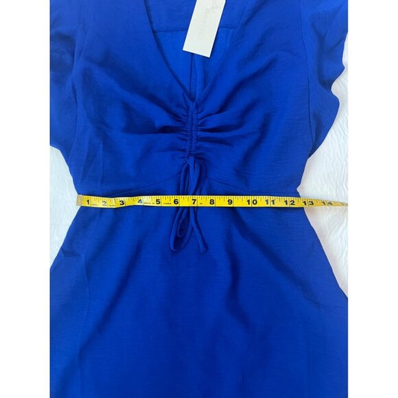 MONTEAU-SHORT SLEEVE RUFFLE DRESS ROYAL BLUE - Picture 8 of 10